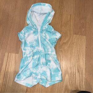 Carter's Aqua and White Baby Romper Pool Coverup 6months